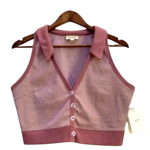 Rose 🌹 Chevron Knit Women's Top - Picture 2 of 7